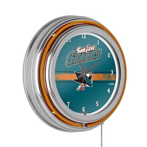 San Jose Sharks Orange Logo Lighted Analog Neon Clock