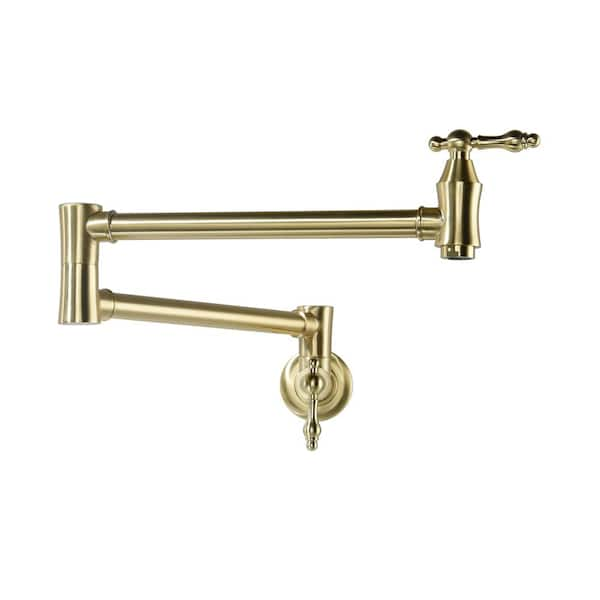 Mondawe Retro Style Wall Mounted Pot Filler With Double Handles In Brushed Gold Mo8041dt Gd 6528