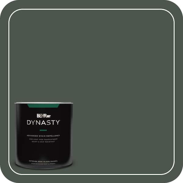 BEHR DYNASTY 1 qt. #PMD-66 Deep Evergreen Semi-Gloss Enamel Interior Stain-Blocking Paint and Primer