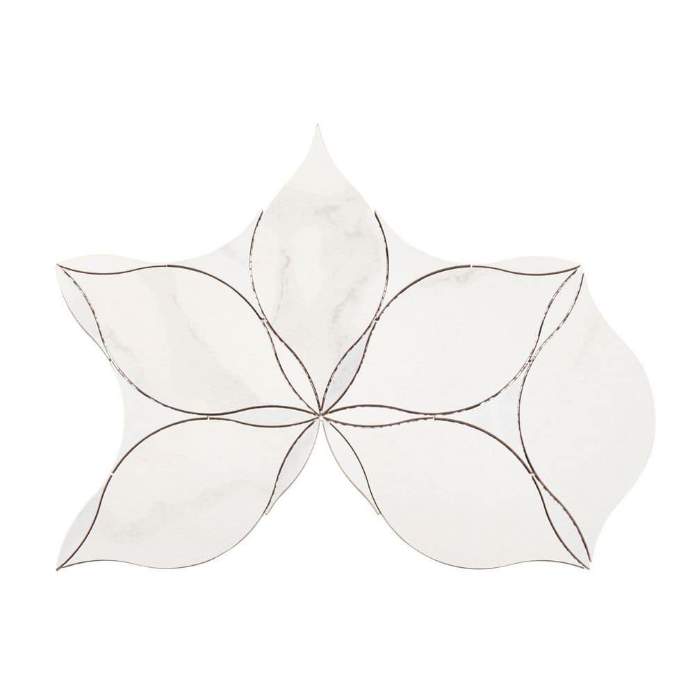 Ciara Tanok White 7-in. x 12-in. Flower Marble Look Matte Porcelain Floor Wall and Tile Sample price history on PriceWatchPro