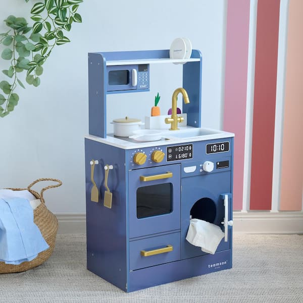 Teamson Kids Little Chef Lake Tahoe Blue Wooden Play Kitchen with