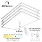 2 ft.x4 ft. 6500 Lumen 600W Equivalent White Dimmable Color Changing CCT Integrated LED Flat Panel Light Troffer(8-Pack)