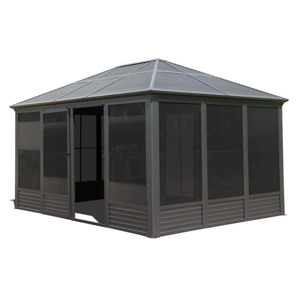 11 ft. x 15 ft. Gray Aluminum Sunroom with Galvanized Steel Roof, Sliding Doors and PVC Screen Walls price history on PriceWatchPro