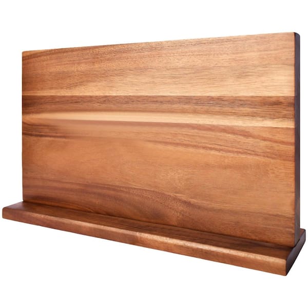 Dark Wood Color 10-Knife Extra Large Magnetic Knife Block Acacia Wood Knife Set Holder Stand with Stronge Magnetic Strip