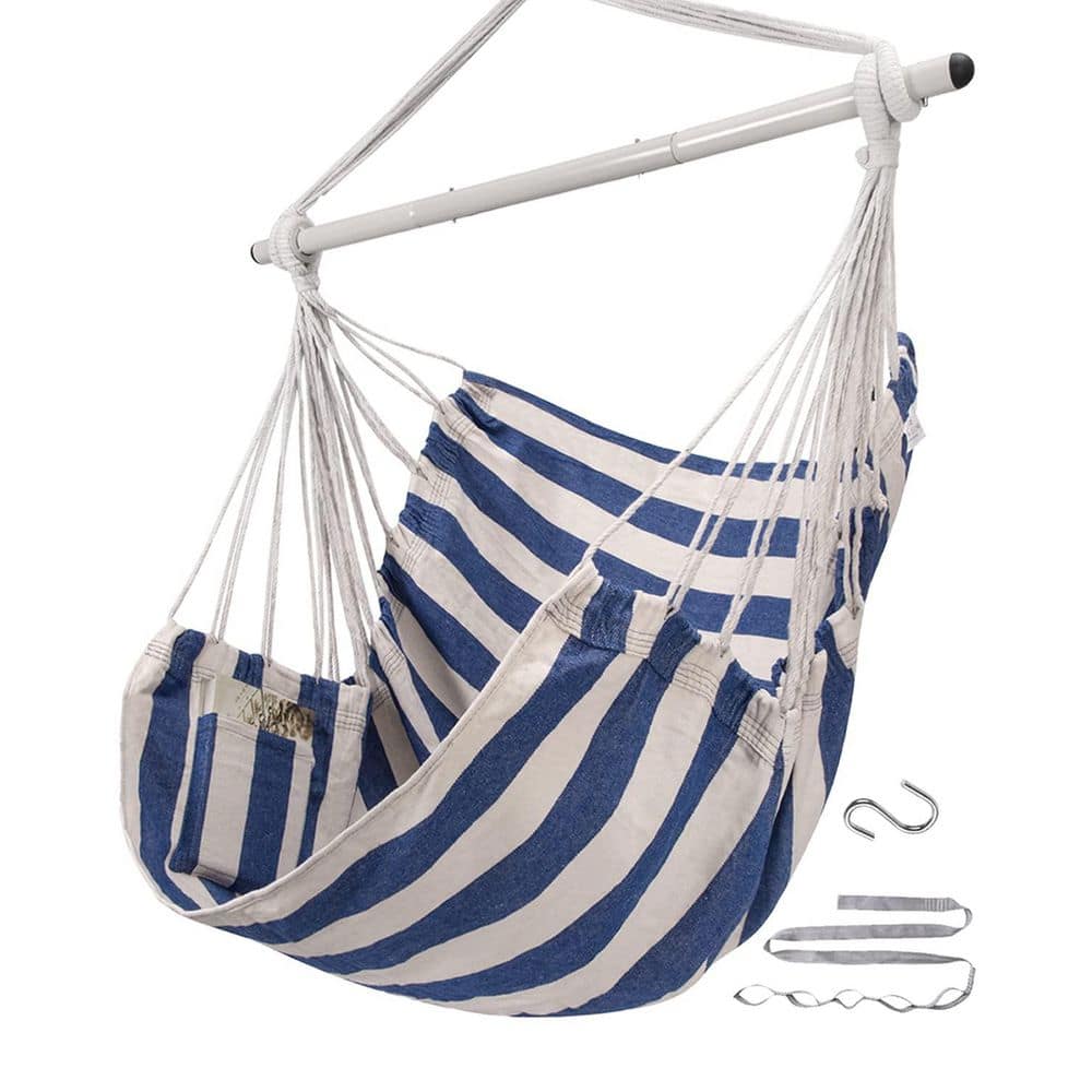 Hanging Hammock Chair Rope Swing with Anti-Slip Safety Rings, Hammock Chair Swing for Bedroom, Outdoor, Blue price history on PriceWatchPro