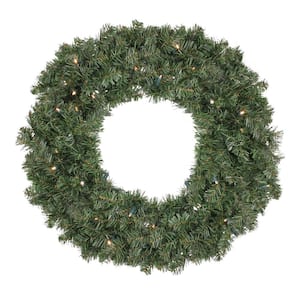 30 in. B/O Pre-Lit LED Canadian Pine Artificial Christmas Wreath - Clear Lights