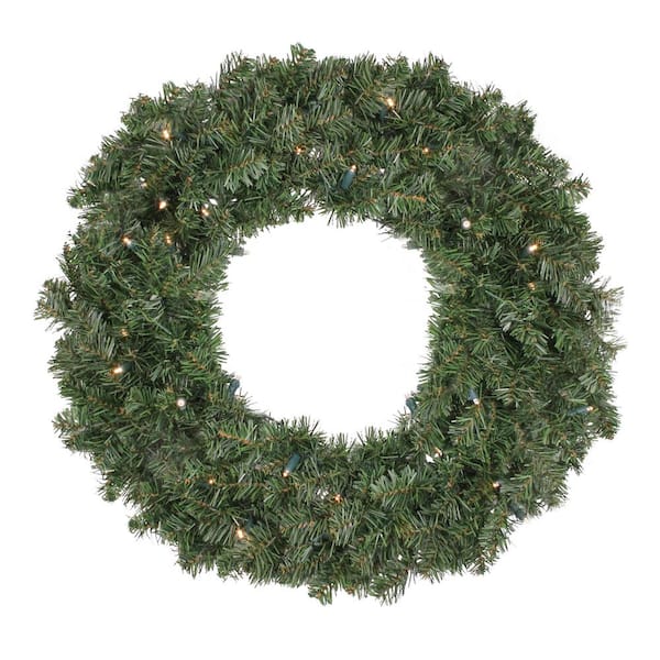 Northlight 30 in. B/O Pre-Lit LED Canadian Pine Artificial Christmas Wreath - Clear Lights