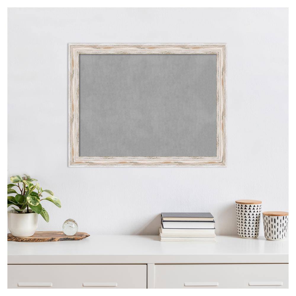 Alexandria White Wash Narrow Framed Grey Magnetic Board 24x18
