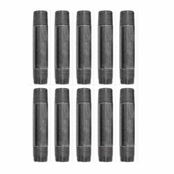 PIPE DECOR 3/8 in. x 4 in. Black Steel Nipple (10-Pack)