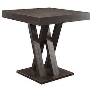 Freda Cappuccino Wood Top 35.5 in. Cross Legs Counter Height Dining Table Seats 4