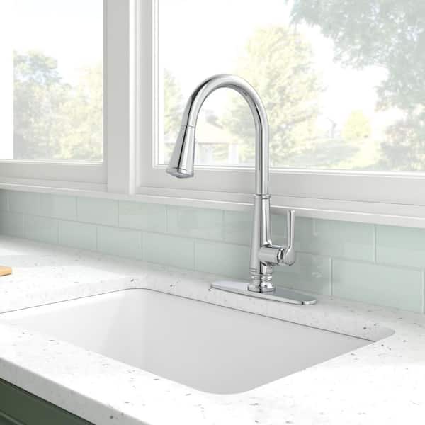 Palestra Single Handle Pull Down Sprayer Kitchen Faucet with Dual Spray in Polished Chrome