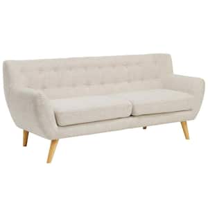 Remark 74 in. Beige Polyester 3-Seater Tuxedo Sofa with Square Arms