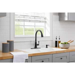 Hemming Single Handle Touchless Pull Down Sprayer Kitchen Faucet with Soap Dispenser in Matte Black