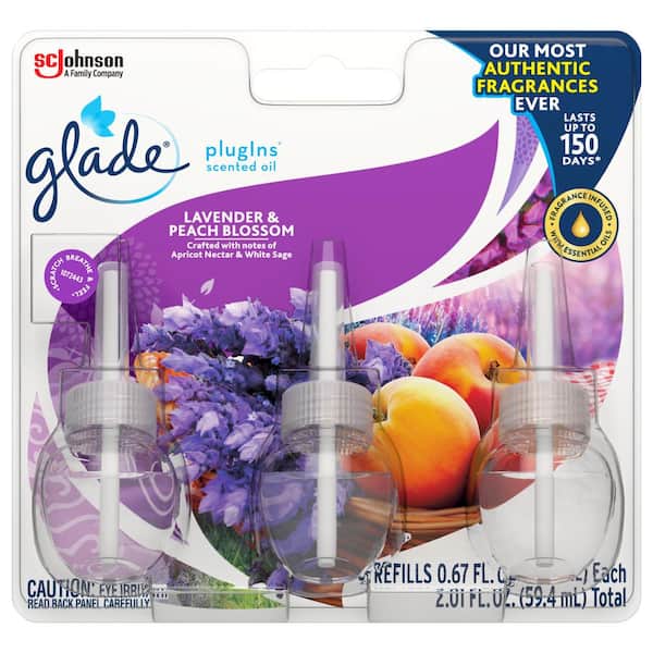 Glade 0.67 oz. Lavender and Peach Blossom Plugins Scented Oil Refill (3-Pack)