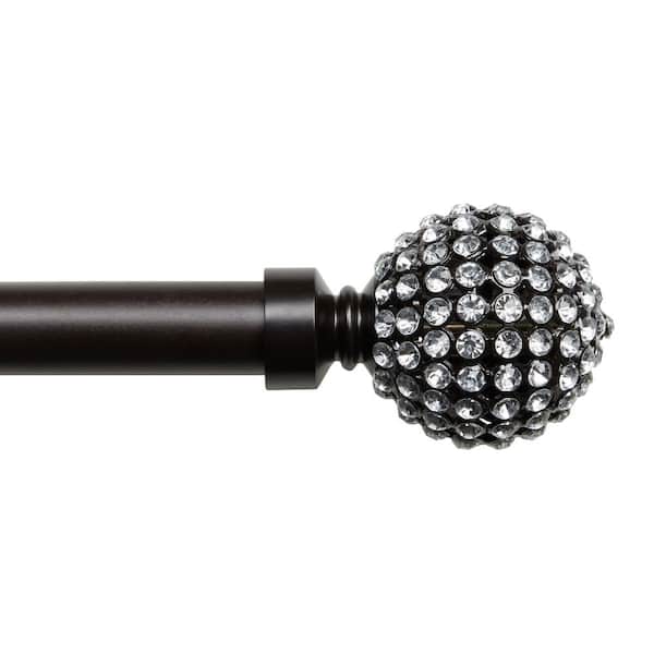 EXCLUSIVE HOME Anastasia 36 in.-72 in. Adjustable Length Single Curtain Rod Kit in Matte Bronze with Gemstone Accented Finial