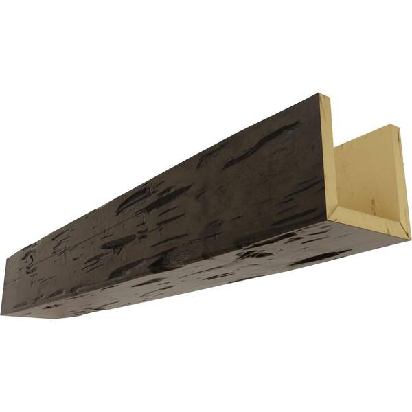 Ekena Millwork 8 in. x 6 in. x 16 ft. 3-Sided (U-Beam) Pecky Cypress Premium Walnut Faux Wood Ceiling Beam