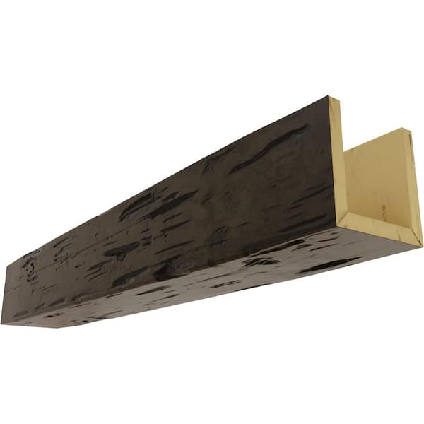 Ekena Millwork 8 in. x 10 in. x 18 ft. 3-Sided (U-Beam) Pecky Cypress Premium Walnut Faux Wood Ceiling Beam