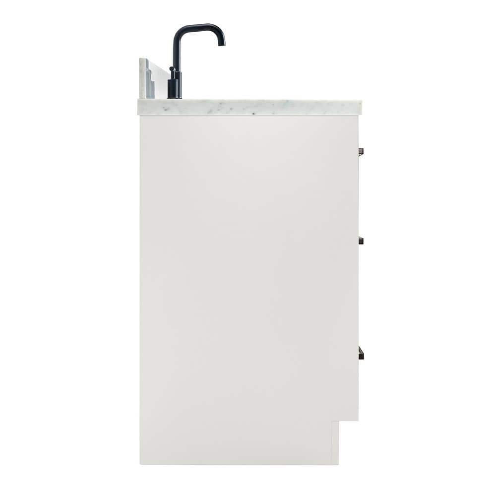 Kelly 43" White Wood Single Vanity with Carrara Marble Top