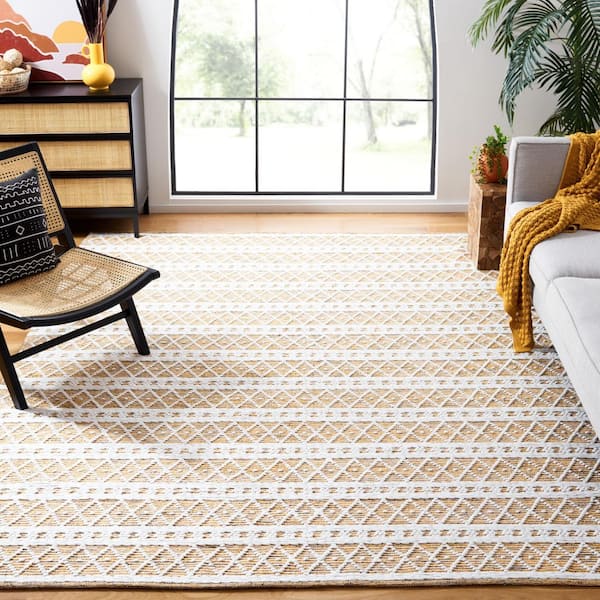 Natura 8 ft. x 10 ft. Gold/Black Diamond Striped Area Rug