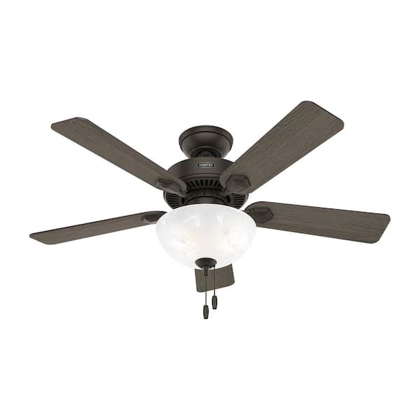 Hunter Swanson 44 in. Indoor New Bronze Standard Ceiling Fan with LED Bulbs Included