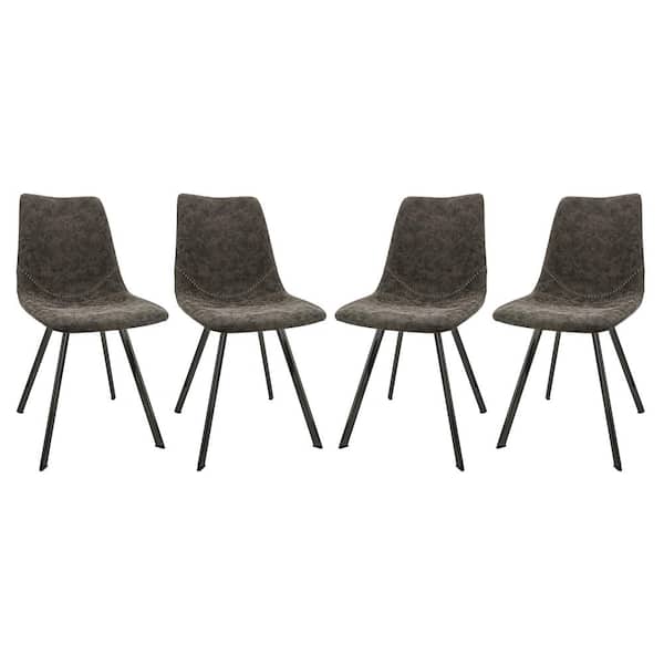 Leisuremod Markley Grey Faux Leather Dining Chair Set of 4