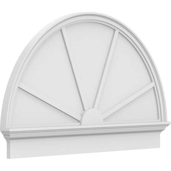 Ekena Millwork 2-3/4 in. x 46 in. x 29-3/4 in. Half Round 4-Spoke Architectural Grade PVC Combination Pediment Moulding
