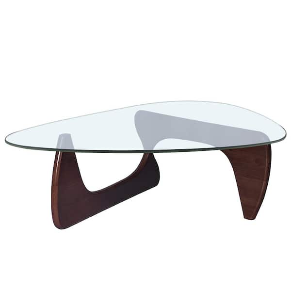 Wateday 50 " Coffee Triangle Glass Top Coffee Table with Wood Base