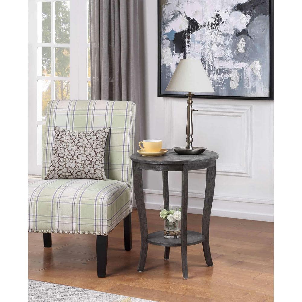 American Heritage 18" Round Wood End Table in Dark Gray