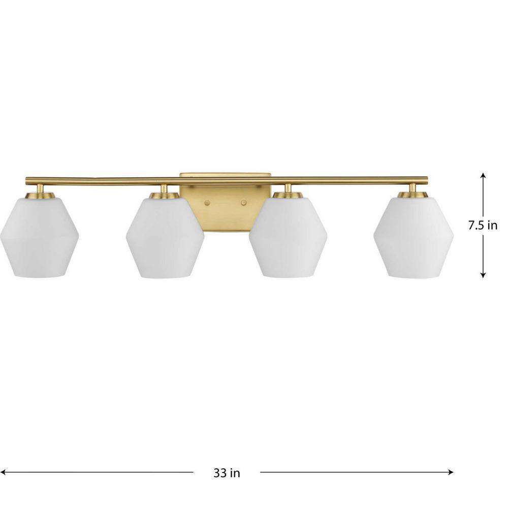 Copeland Brushed Gold 4-Light Vanity with Opal Glass Shades