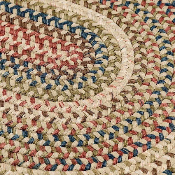 Colonial Mills 5' x 8' Olive Green, Blue and Red Reversible Oval Braided  Rug 