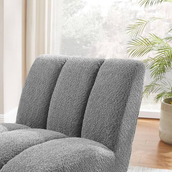 Art Leon COZY Light Gray Fabric Accent Slipper Chair with