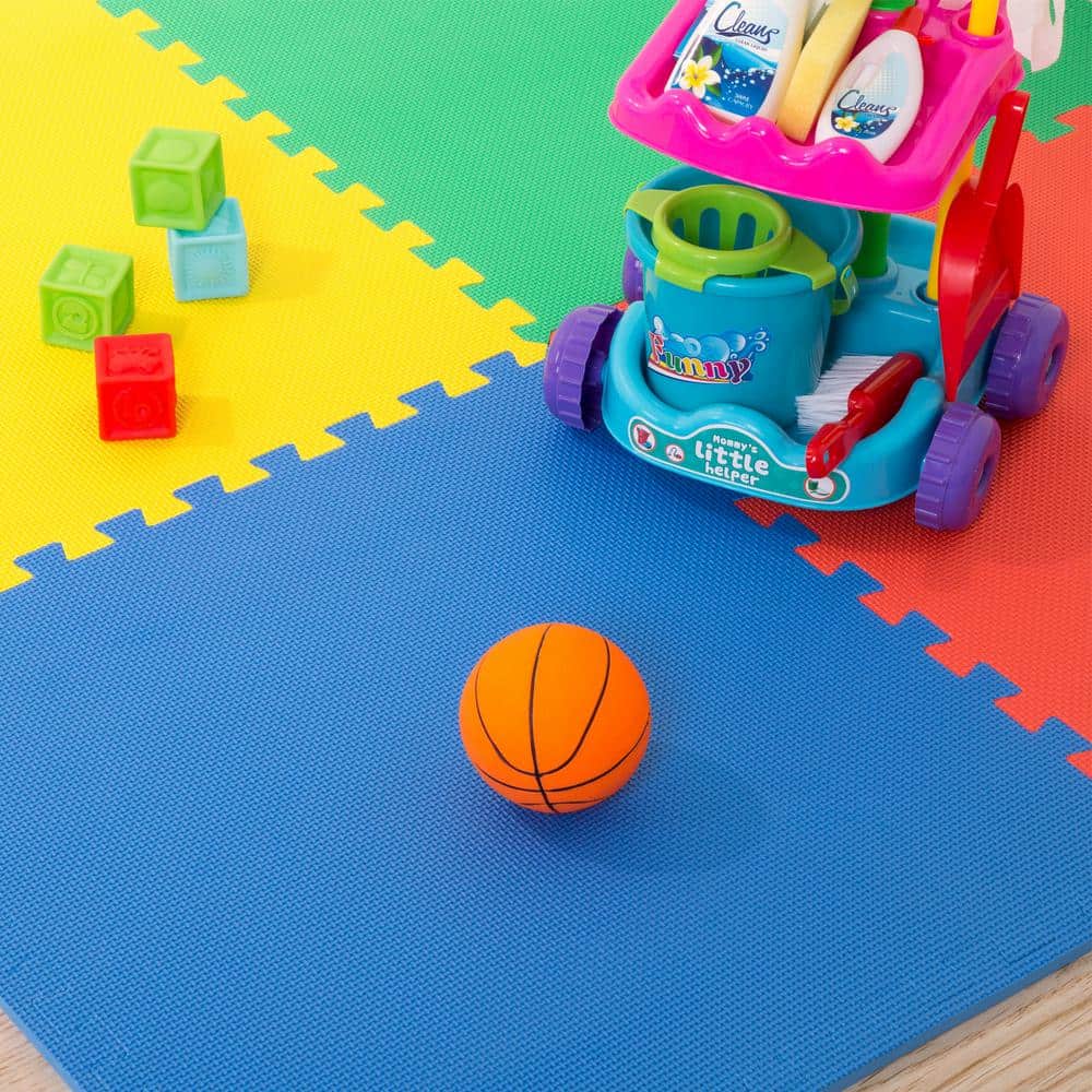 Multicolor EVA Foam Interlocking Floor Tiles, 16-Pack, 24" x 24"