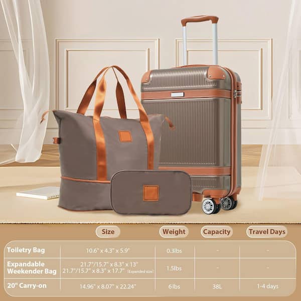 3-Piece Coppery Hardshell Luggage Set with Double Spinner Wheels and TSA Lock