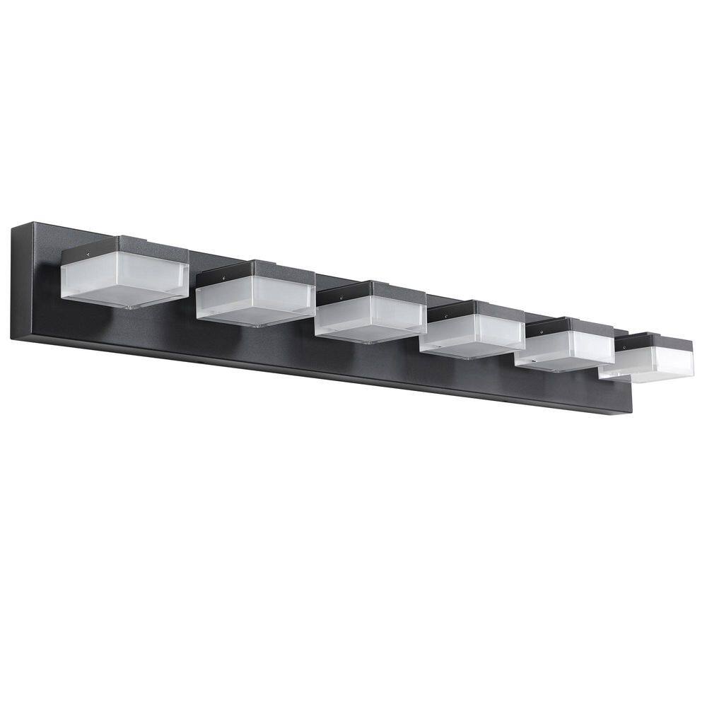38.2 in. 6-Light Modern Black LED Vanity Light Bar with Acrylic Shades price history on PriceWatchPro
