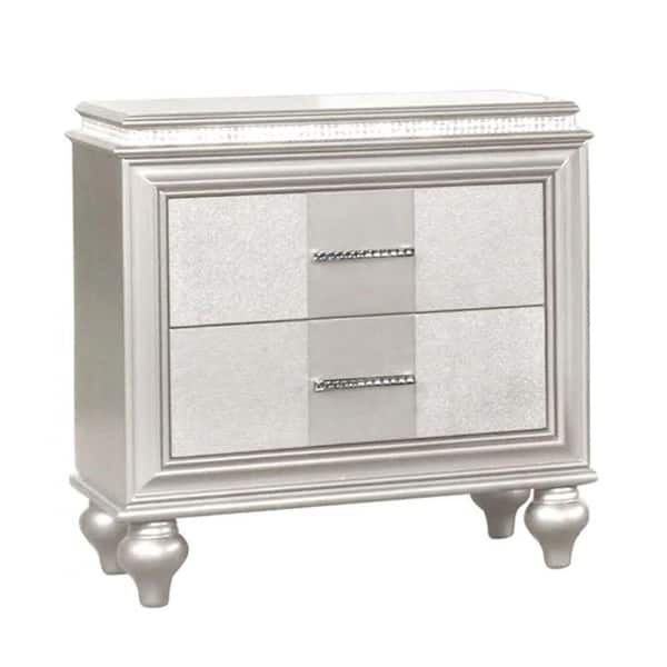 Benjara White 2-Drawer 26.6 in. Wooden Nightstand