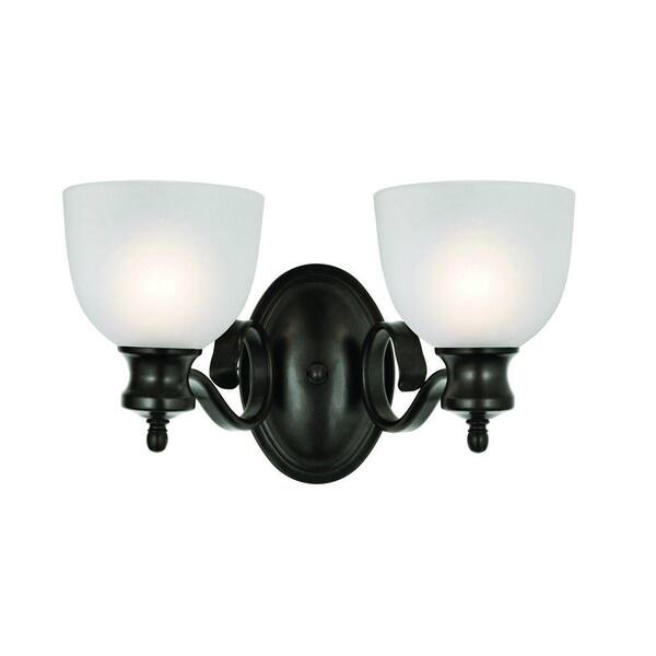 Bel Air Lighting Cabernet Collection 2-Light Oiled Bronze Sconce with White Frosted Shade