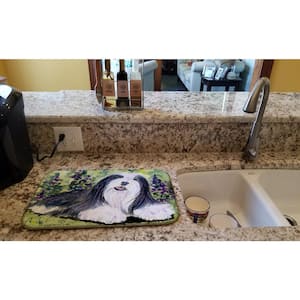 14 in. x 21 in. Multicolor Bearded Collie Dish Drying Mat