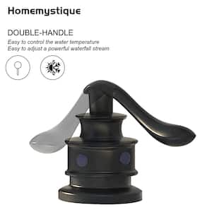 8 in. Widespread Double-Handle Waterfall Spout Bathroom Faucet with Pop-Up Drain Low-Arc in Matte Black (Valve Included)