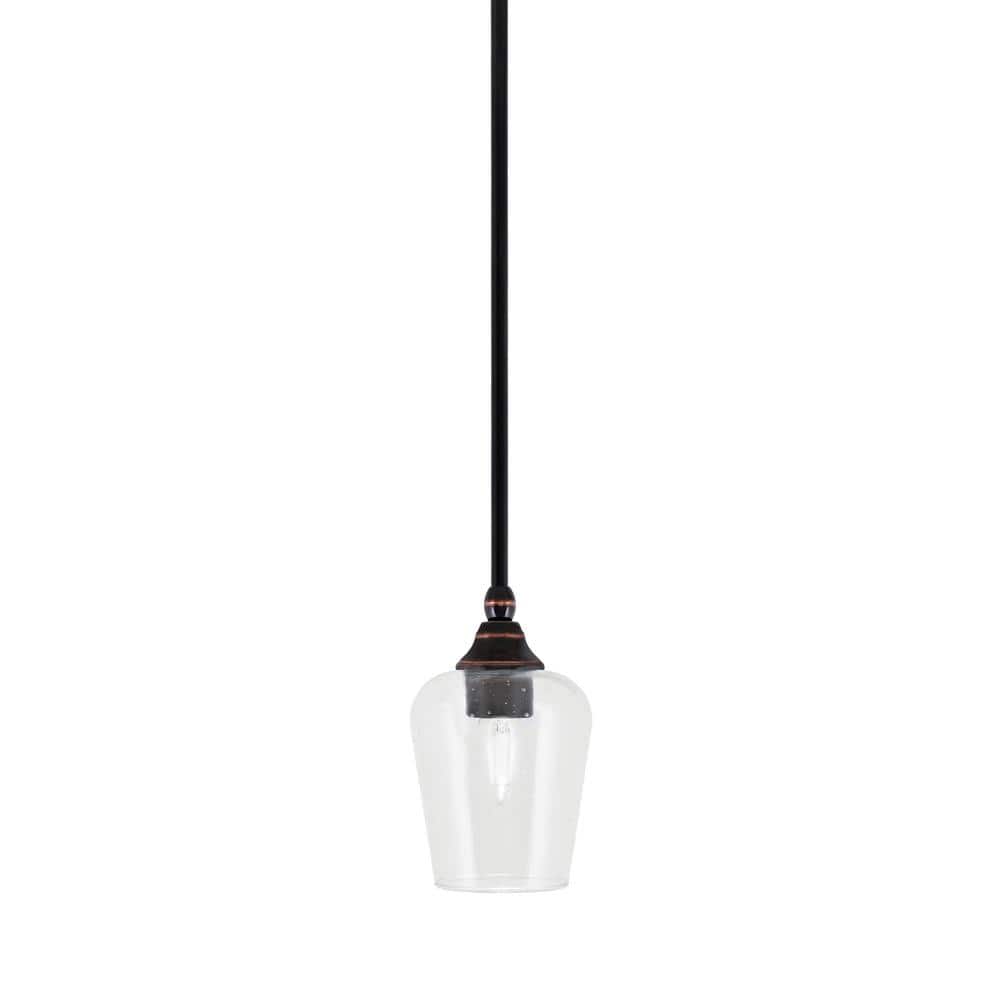Sparta 100-Watt 1-Light Black Copper Mini Pendant Light with Clear Bubble G
