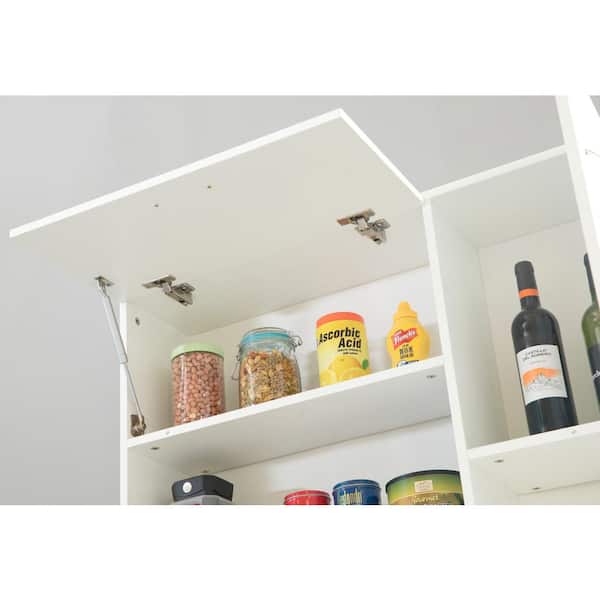 Basicwise White Kitchen Pantry Storage, White Cabinet With Doors And Shelves