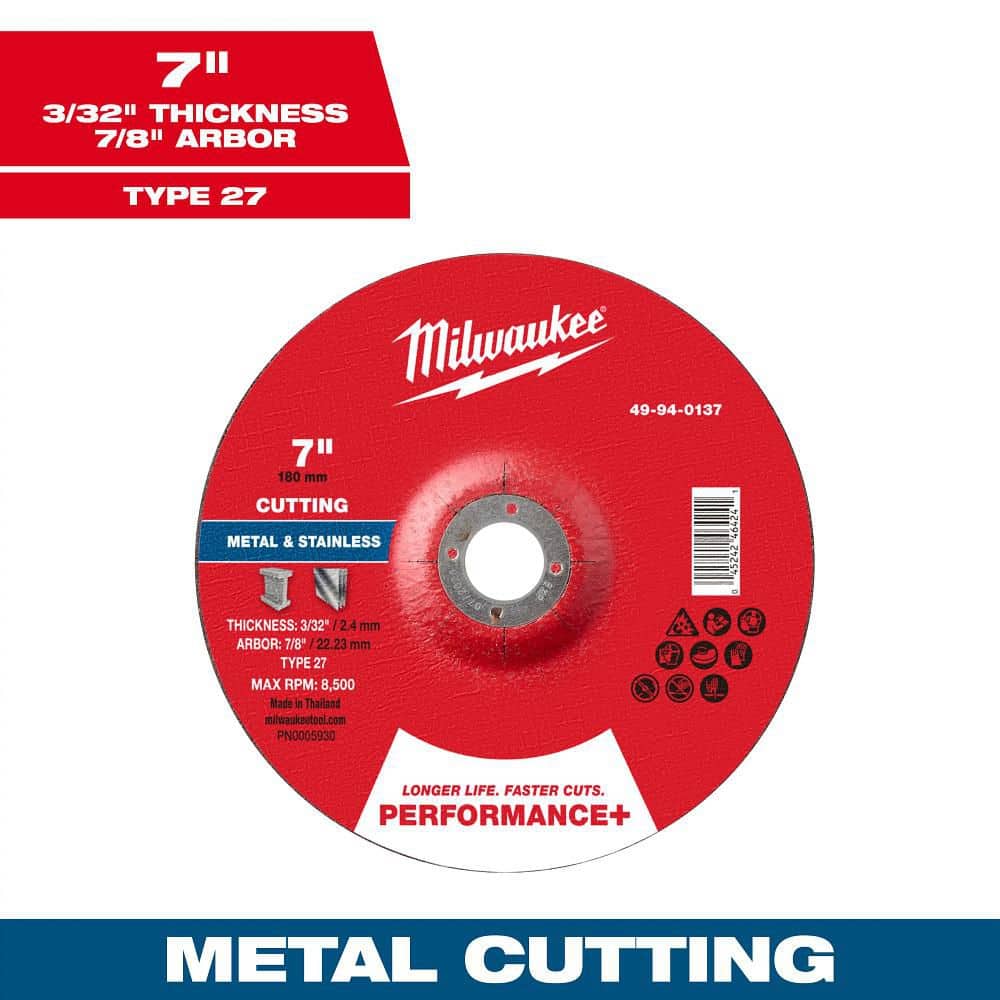 Milwaukee 7 in. x 3/32 in. x 7/8 in. Performance Plus Metal Cut