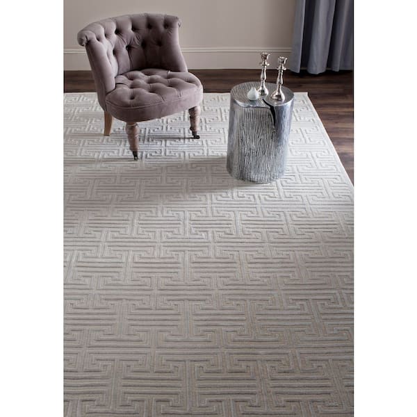Tibetan 6 ft. x 9 ft. Pearl Greek Key TB427C Area Rug