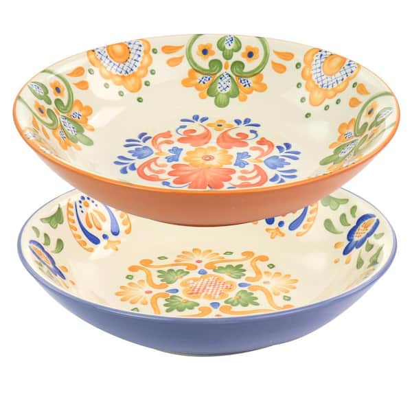 Laurie Gates California Design 76 fl. oz. Multicolor Stoneware Salad Bowl (Set of 2)