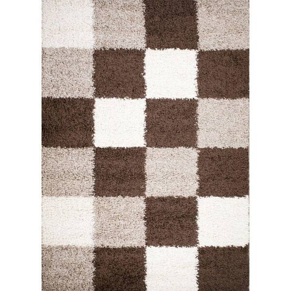 Concord Global Trading Shaggy Blocks Natural 3 ft. x 5 ft. Area Rug