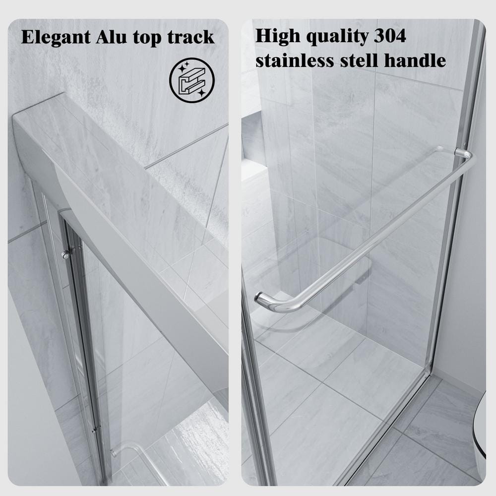 Chrome Framed Sliding Shower Door with Clear Tempered Glass