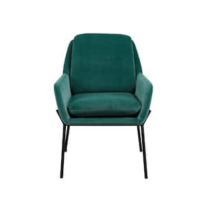 25 in. Modern Glam Teal/Black Polyester Arm Chair