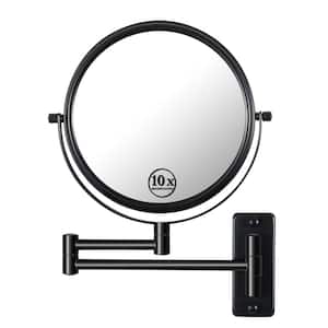 8 in. W x 8 in. H Round Framed Black Mirror 360° Swivel with Extension Arm Height Adjustable, 1X/10X Magnification