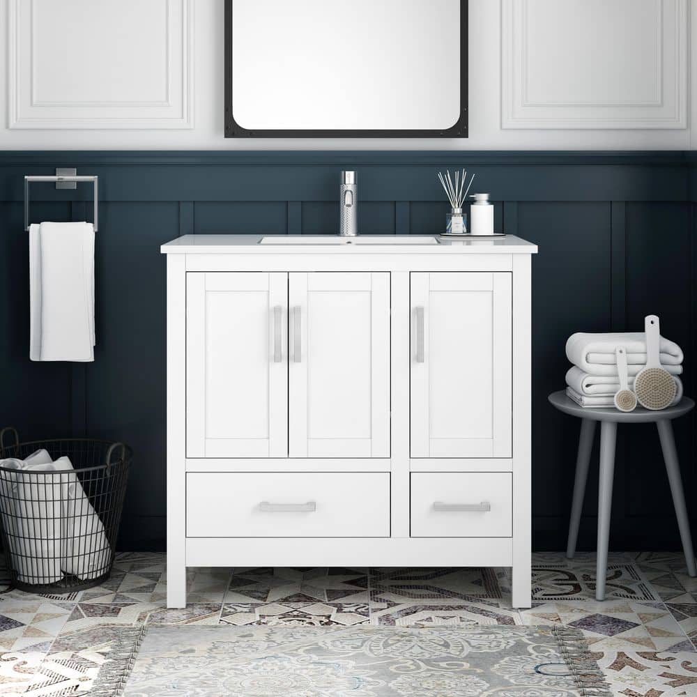 36 in Bath Vanity Cabinet without Top in White Finish (Ready to Assemble) price history on PriceWatchPro
