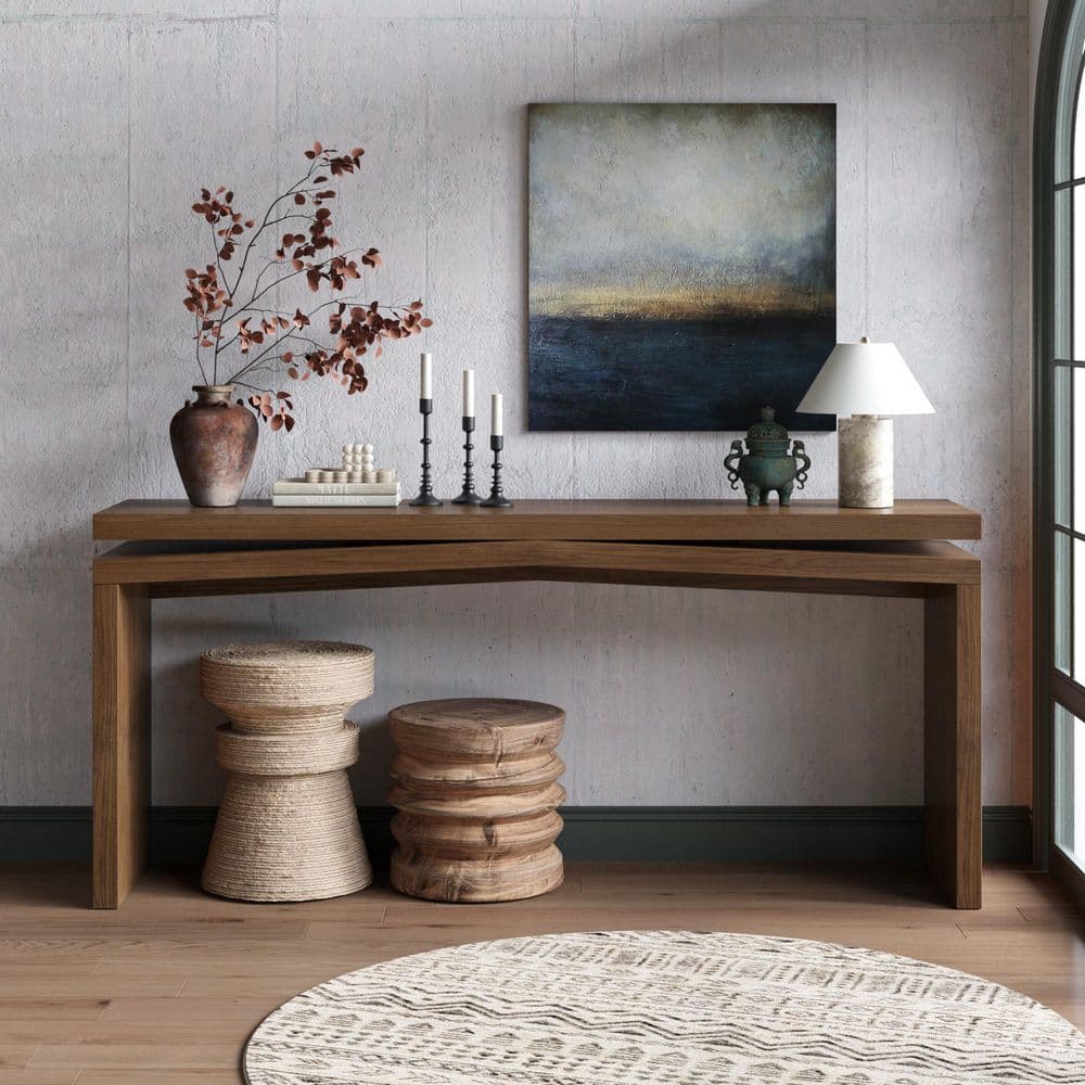 Noble House Galahad Farmhouse 64.96 in. Deep Rustic Brown Rectangle ...