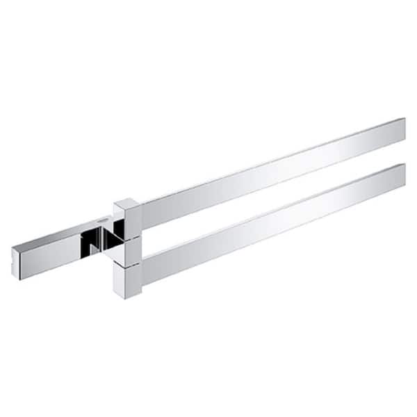 GROHE Selection Cube 15 in. Double Towel Bar in Starlight Chrome